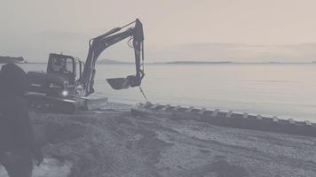 Mobilisation Of Equipment Along Beach For Slip Repair